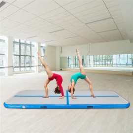 10' x 3.3' Inflatable Gymnastic Mat Air Track Tumbling Mat with Pump Air Floor for Home Use, Beach, Park and Water Blue & Gray