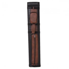 1/2 4-Hole Imitated Leather Pool Cue Case Black & Brown